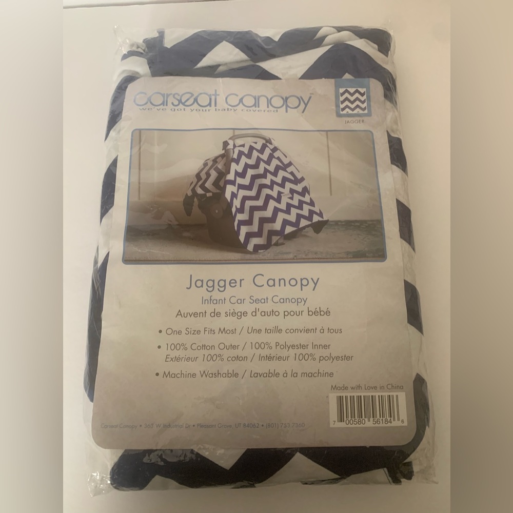 Infant Car Seat Canopy Blue/White Jagger